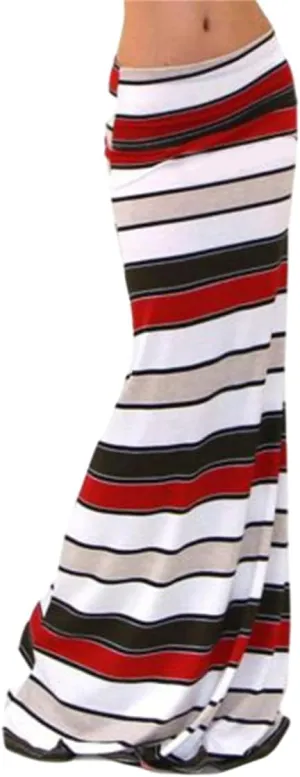 Melliflo Womens High Waist Flare Long Skirt Fashion Multicolored Print Maxi Long Skirt