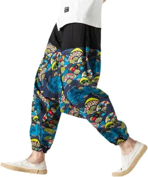 Men Harem Pants Hip Hop Wide Leg Trousers Casual Loose Vintage Nepal Style Pants
