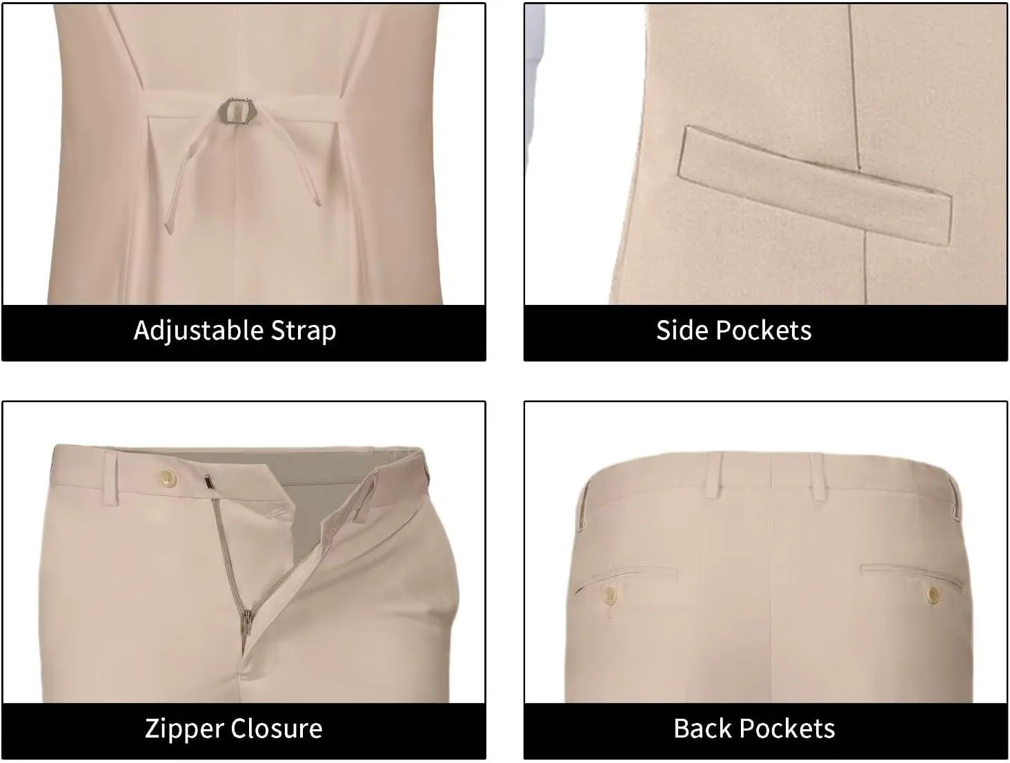 Men's 2 Piece Vest Pants Set Slim Fit Wedding Suit for Men with Tie Tuxedo Set for Business Christmas