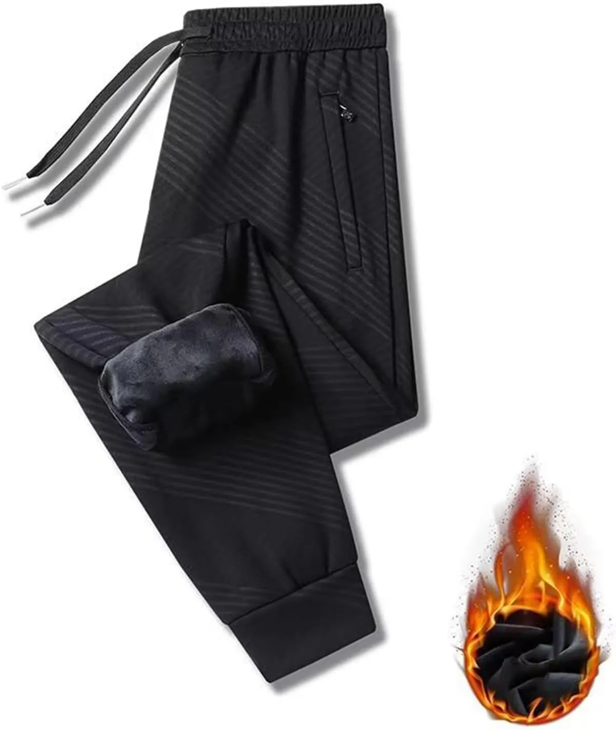 Mens Casual Cotton Sweatpants Drawstring Elastic Waist Wide Leg Pant Workout Sport Pants Work Multi Pockets