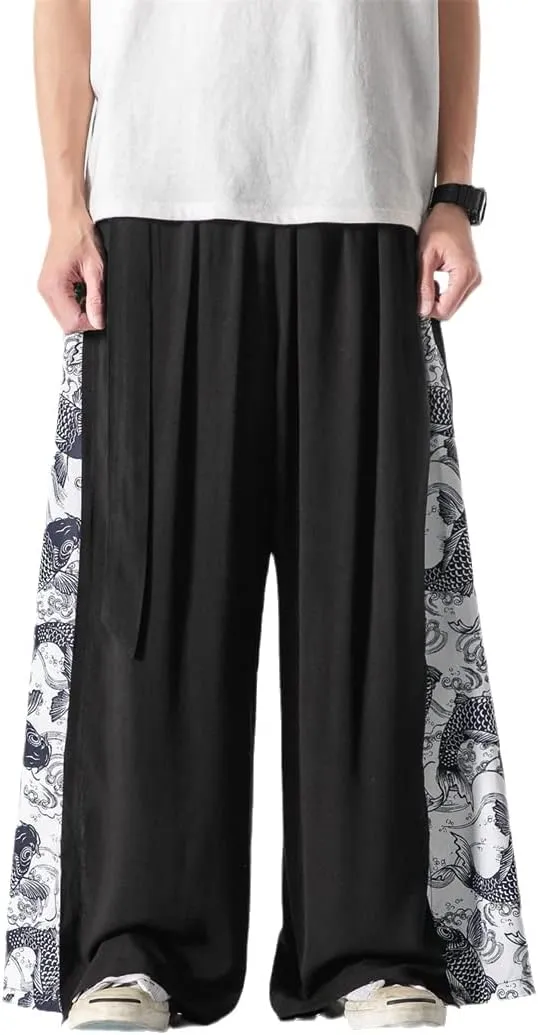 Mens Chinese Style Patchwork Vintage Man Leisure Trousers Harem Pants
