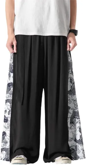 Mens Chinese Style Patchwork Vintage Man Leisure Trousers Harem Pants