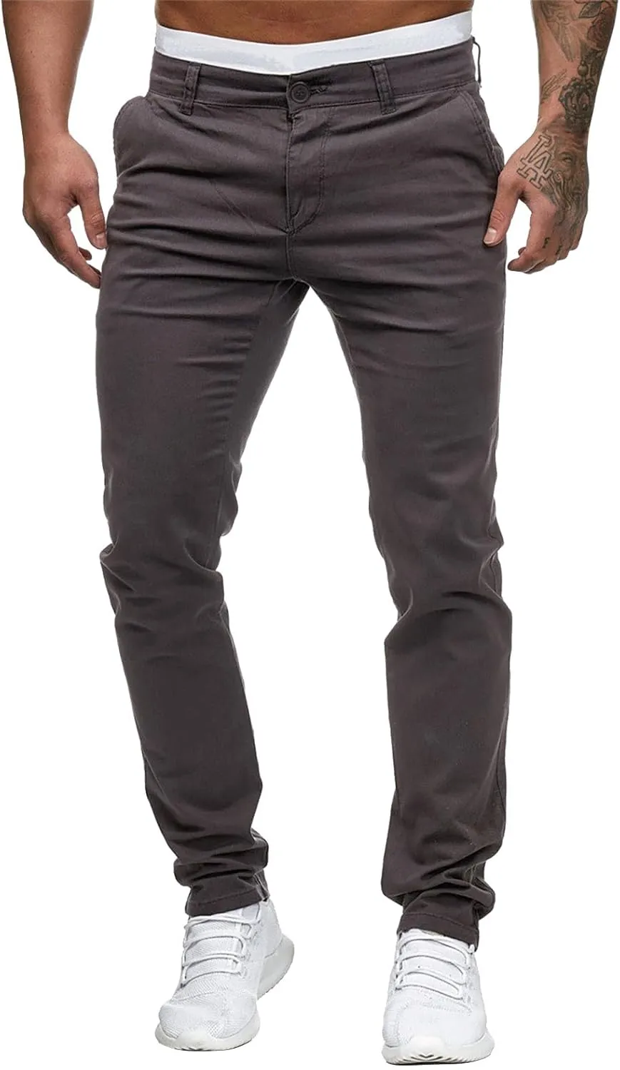 Men's Chino Pants Slim Fit Stretch Comfy Lightweight Dress Pants Skinny Straight Formal Pants Casual Business Trousers