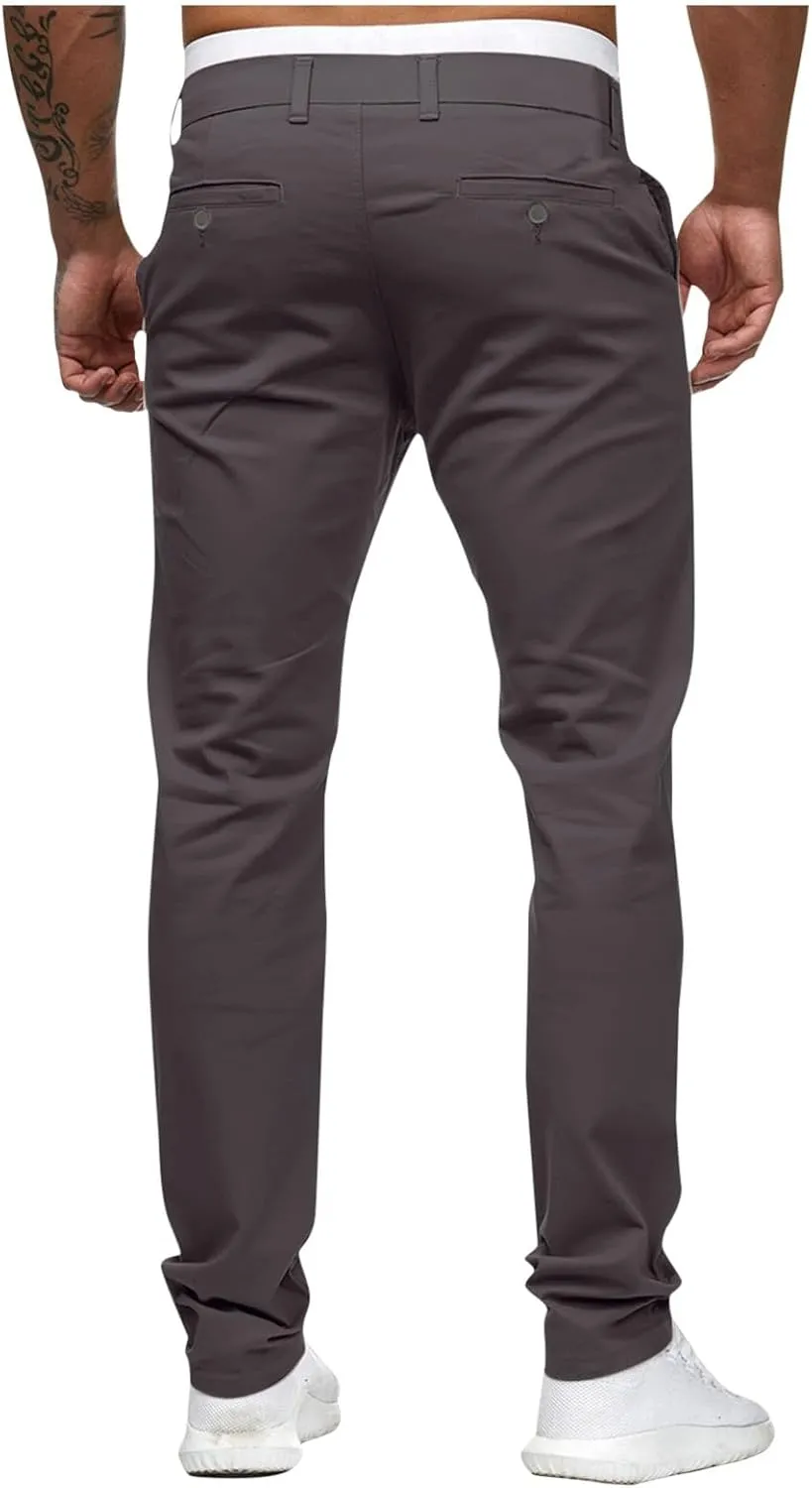 Men's Chino Pants Slim Fit Stretch Comfy Lightweight Dress Pants Skinny Straight Formal Pants Casual Business Trousers