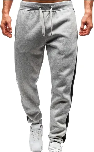 Mens Drawstring Waist Wide Leg Track Pants Fashion Solid Color Running Pants Casual Slim Fit Trousers with Pocket