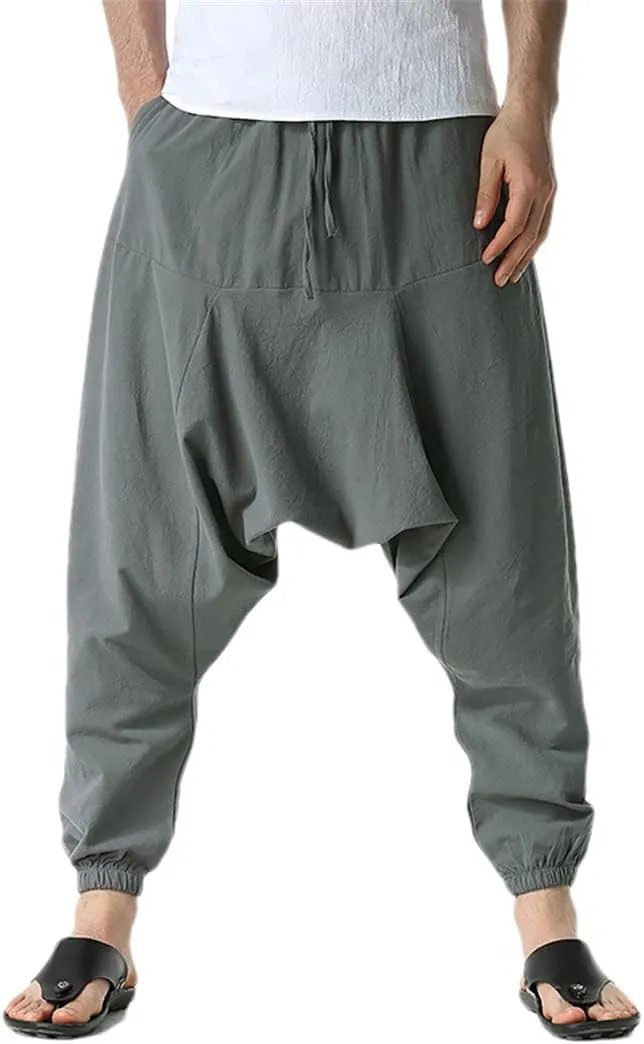 Men's Harem Large Pocket Elastic Trousers Casual Outdoor Party Pants Harem Pants Bloomers