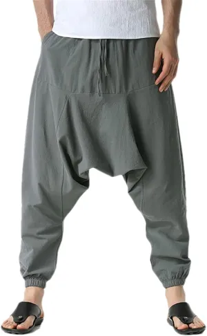 Men's Harem Large Pocket Elastic Trousers Casual Outdoor Party Pants Harem Pants Bloomers