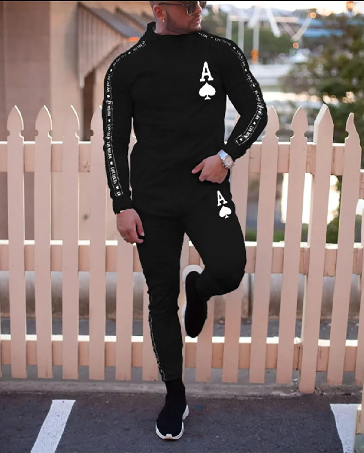 Men's Hooded Sportswear Suit long Sleeve Full Zipper Two-piece Suit Suitable for Running, Jogging, Sports Suit