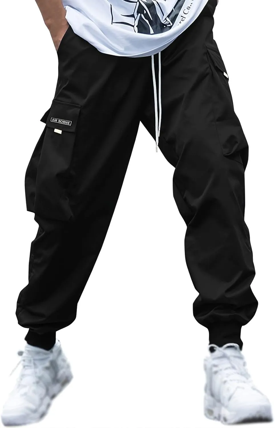 Men's Joggers Pants Casual Baggy Cotton Drawstring Tapered Sweatpants Cargo Hippie Loose Fit Trousers with Pockets