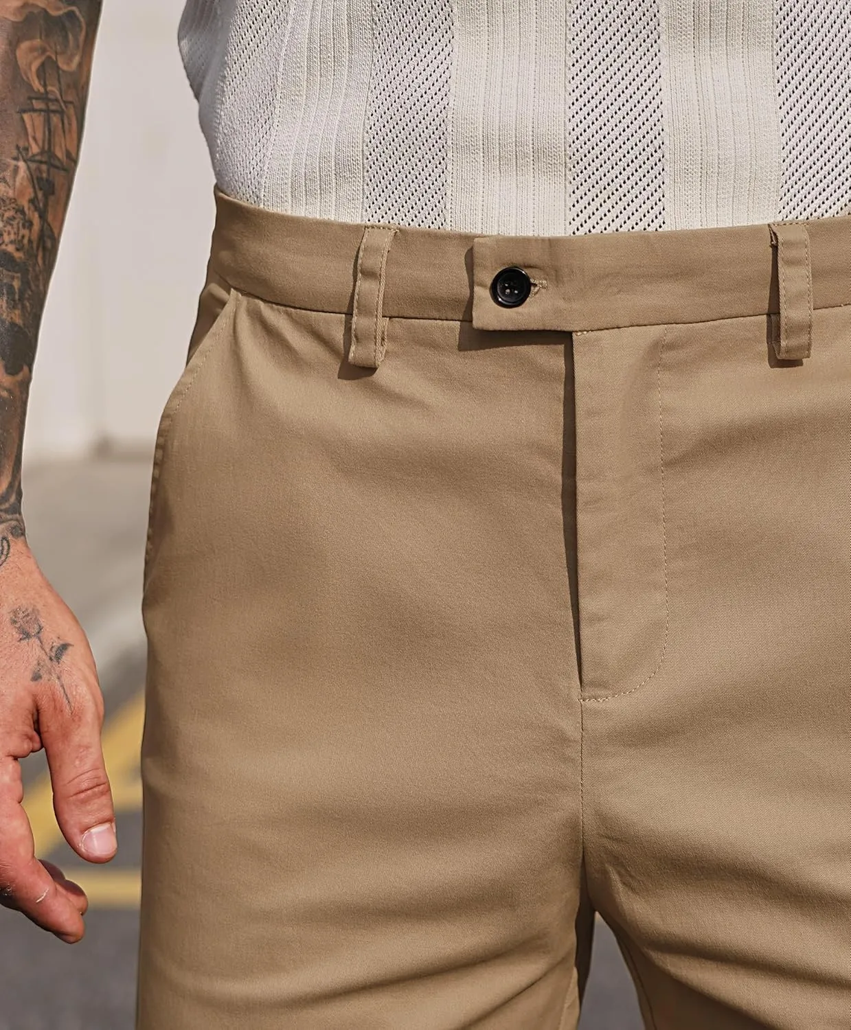 Mens Slim Fit Shorts 6 Inch Cotton Casual Chino with Pocket Vacation Summer Short Pants (S-XXL)