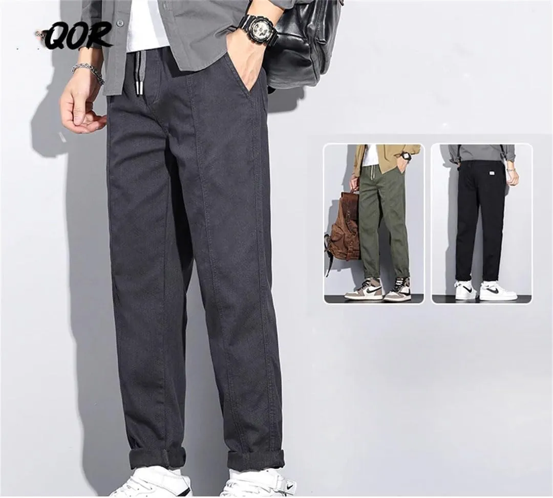 Men's Solid Harem Pants Korean Patch Pocket Cargo Pants Classic Men Thin Streetwear Trousers for