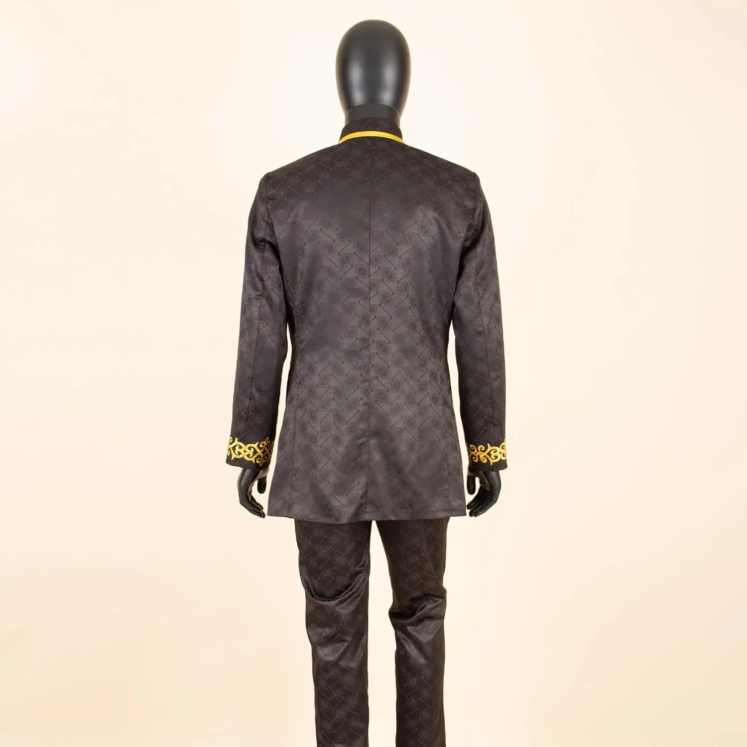 Men`s Suits African Clothes Slim Fit Embroidery Single Breasted Full Sleeve Zip Blazer and Pants Set