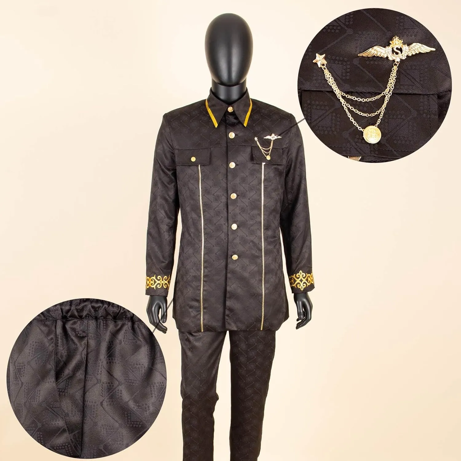 Men`s Suits African Clothes Slim Fit Embroidery Single Breasted Full Sleeve Zip Blazer and Pants Set