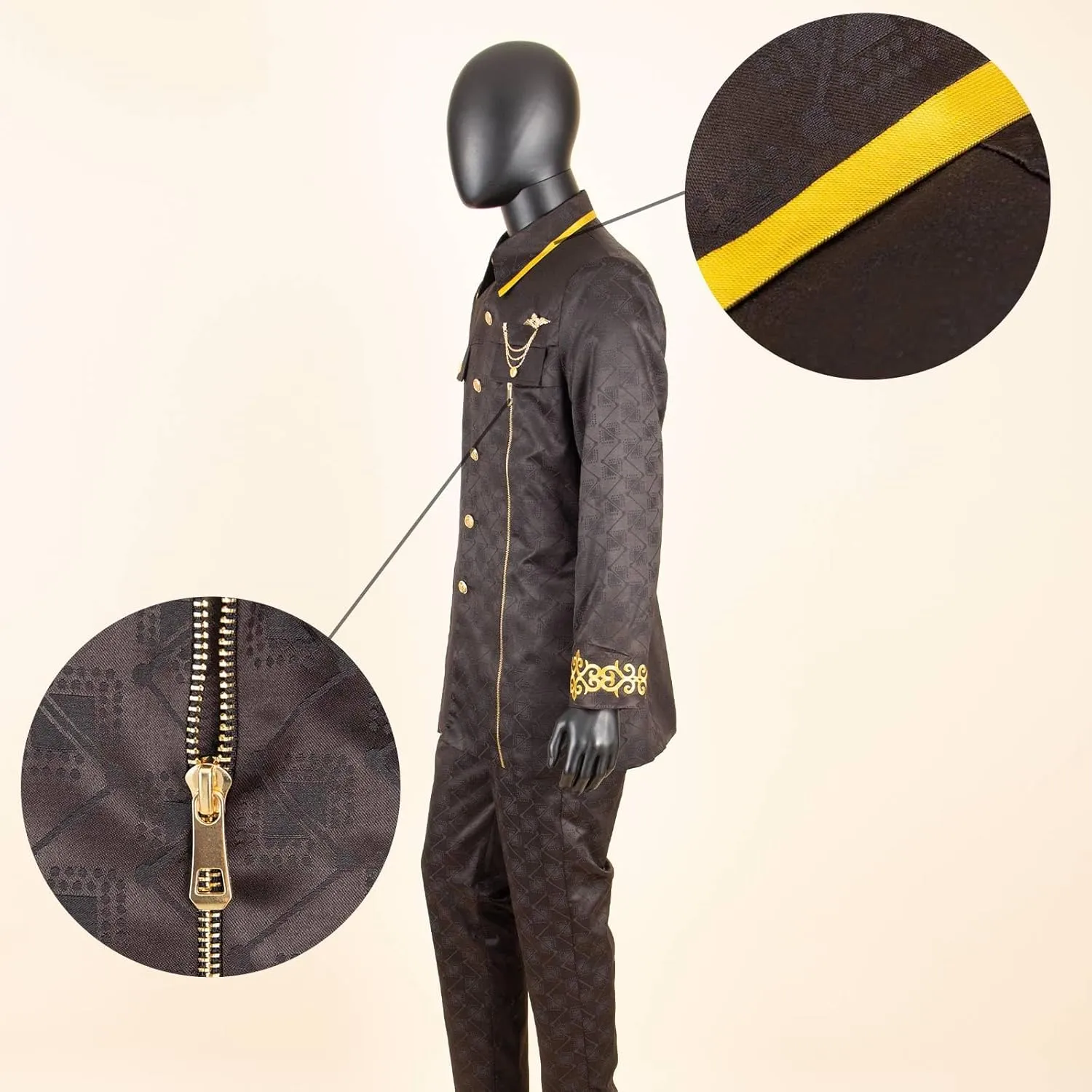 Men`s Suits African Clothes Slim Fit Embroidery Single Breasted Full Sleeve Zip Blazer and Pants Set