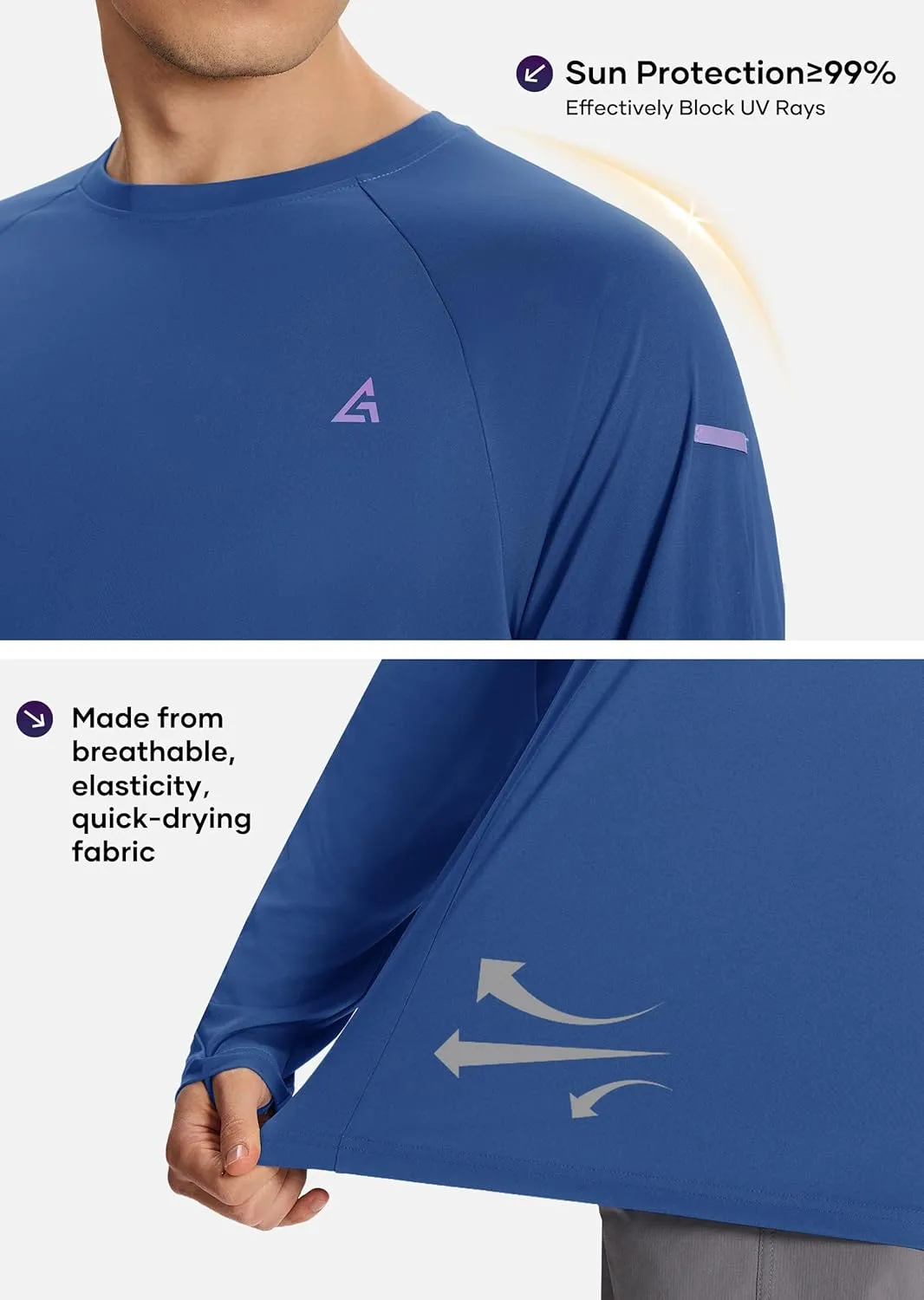Mens Sun Protection Shirts UPF 50  Long Sleeve UV Shirt Rash Guard for Men Quick Dry Swim Fishing Beach Athletic