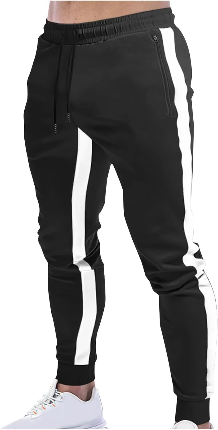 Men's Sweatpants Jogger Track Pants Slim Fit Gym Workout Running Sports Pants with Zipper Pockets
