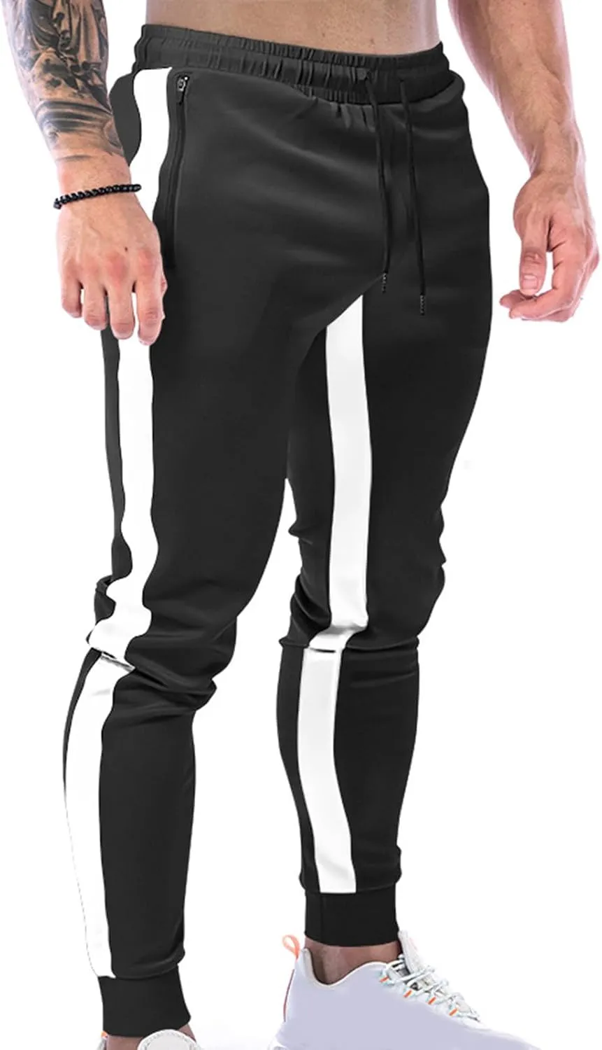 Men's Sweatpants Jogger Track Pants Slim Fit Gym Workout Running Sports Pants with Zipper Pockets