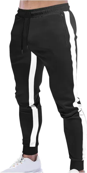 Men's Sweatpants Jogger Track Pants Slim Fit Gym Workout Running Sports Pants with Zipper Pockets