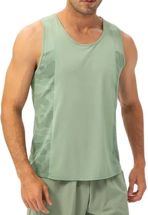 Men's Workout Tank Tops for Spring and Summer, Breathable Quick Dry Loose T-Shirts, Outdoor Running Training Fitness Vests Green