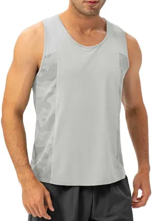 Men's Workout Tank Tops for Spring and Summer, Breathable Quick Dry Loose T-Shirts, Outdoor Running Training Fitness Vests Light Gray