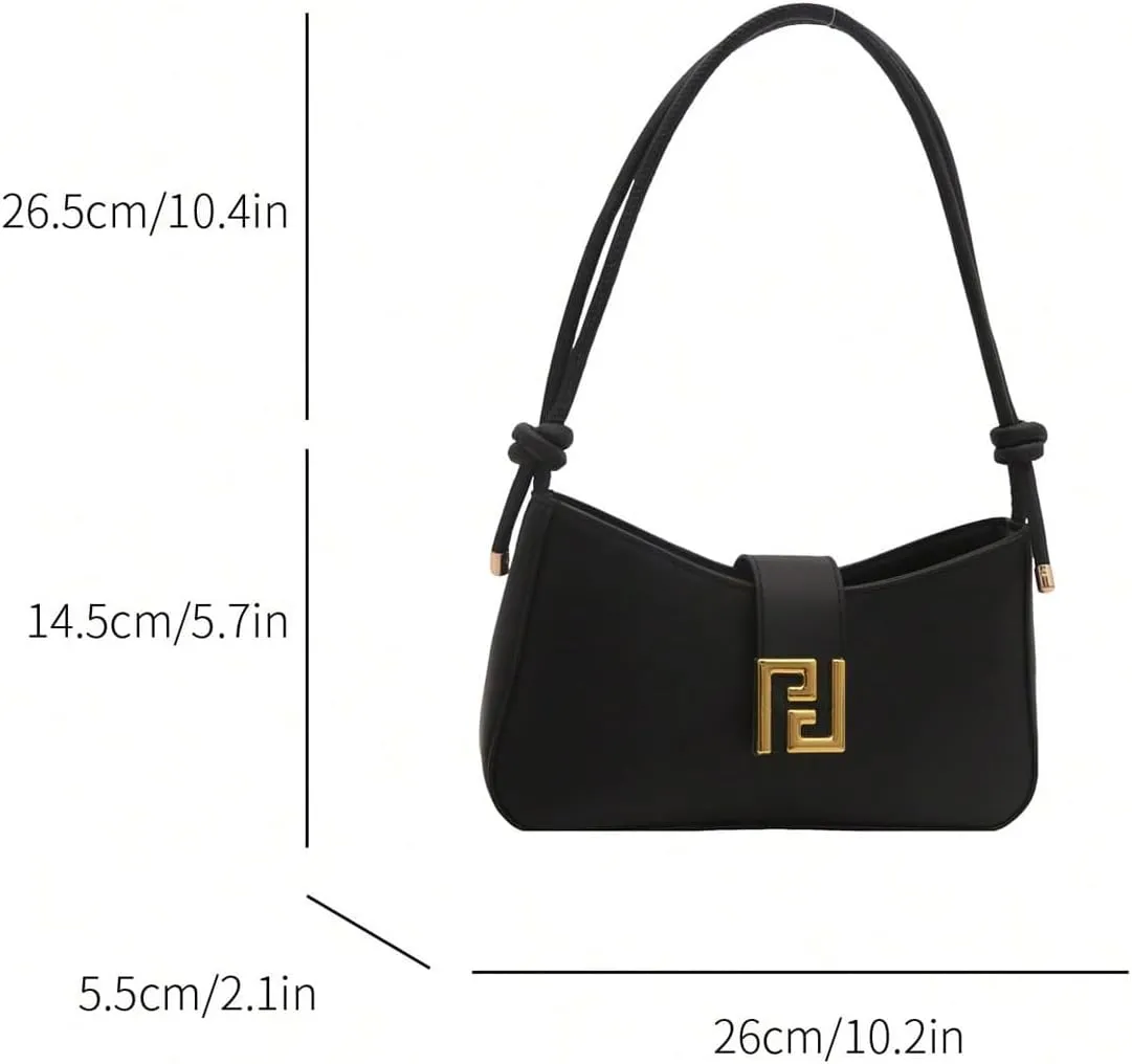 Milumia Women's Buckle Decor Hobo Shoulder Bag Adjustable Strap Crossbody Purse