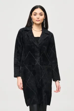 Notched Collared Coat Style 233951  Black