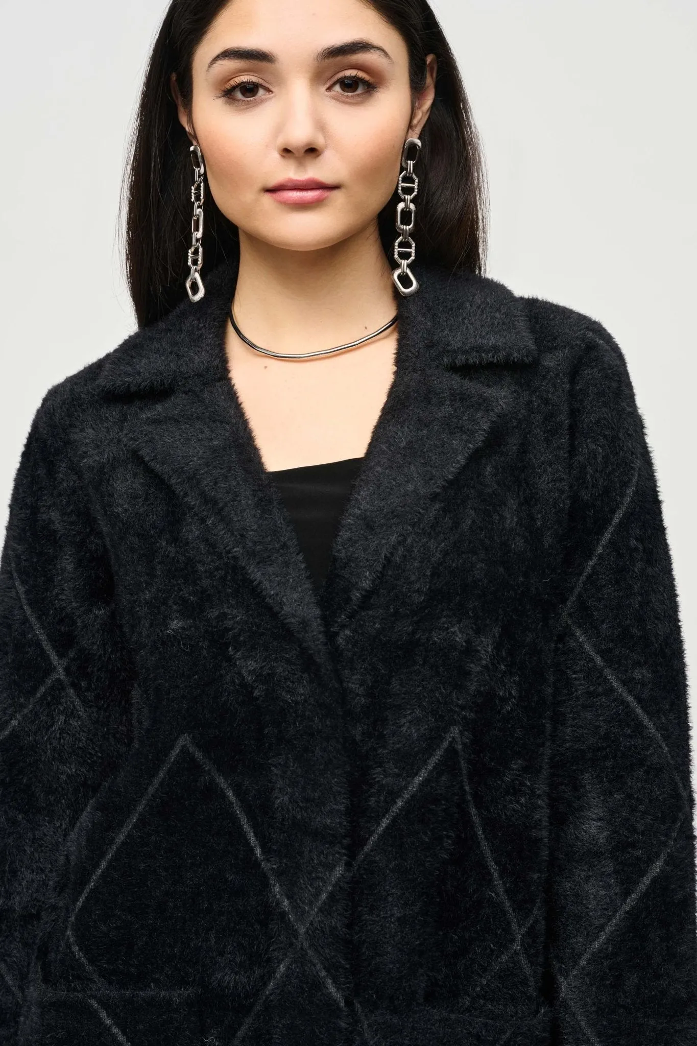 Notched Collared Coat Style 233951  Black
