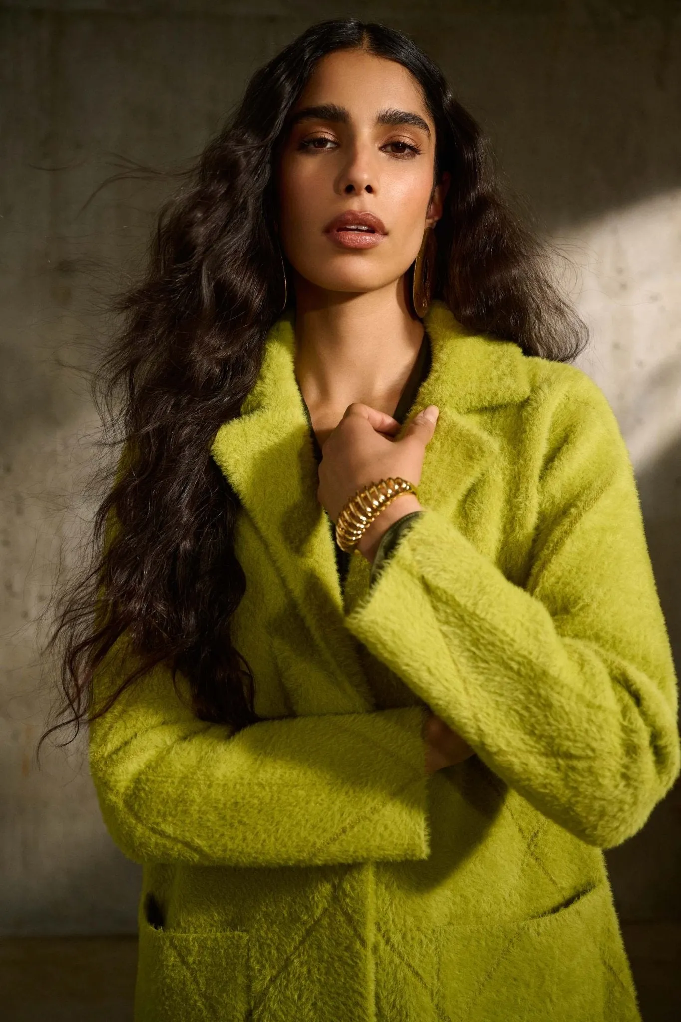 Notched Collared Coat Style 233951  Wasabi