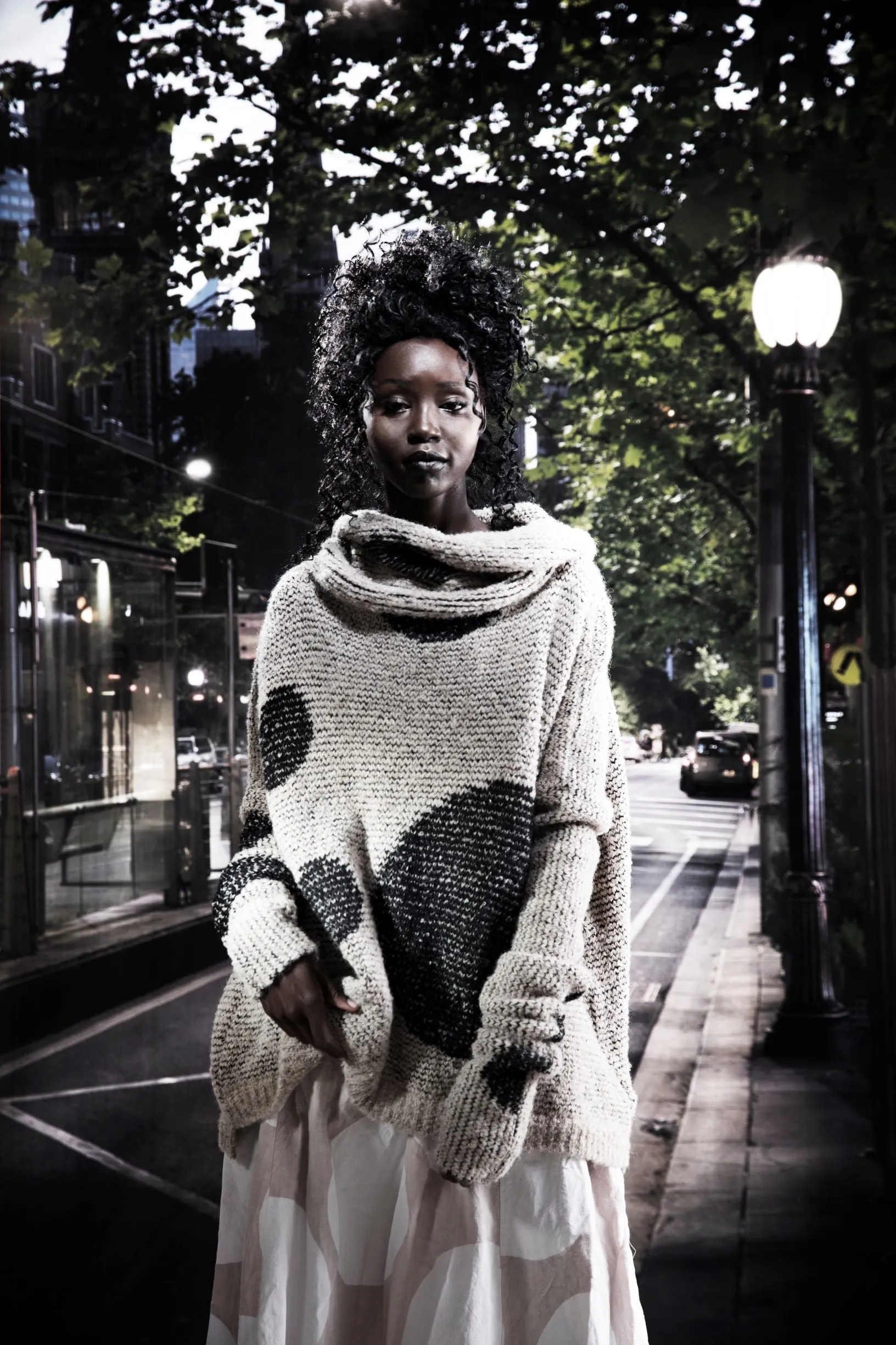 Over size spot sweater (Alpaca) - Merlot / Red