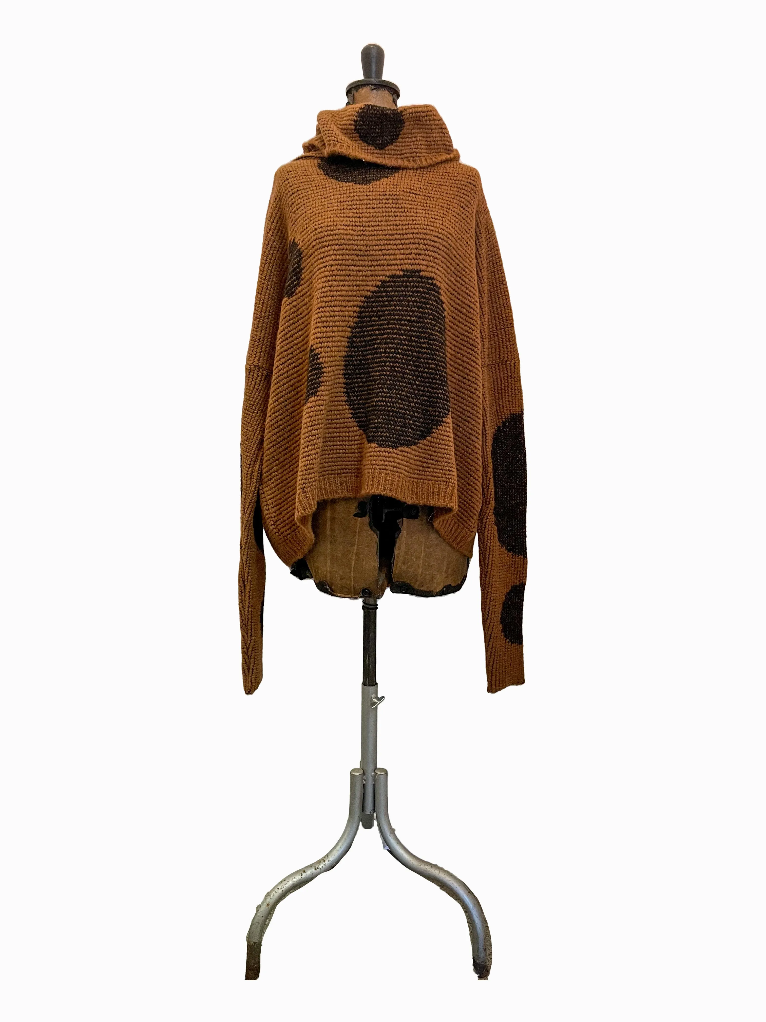 Over size spot sweater (Alpaca) - Merlot / Red