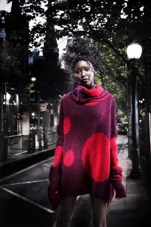 Over size spot sweater (Alpaca) - Merlot / Red