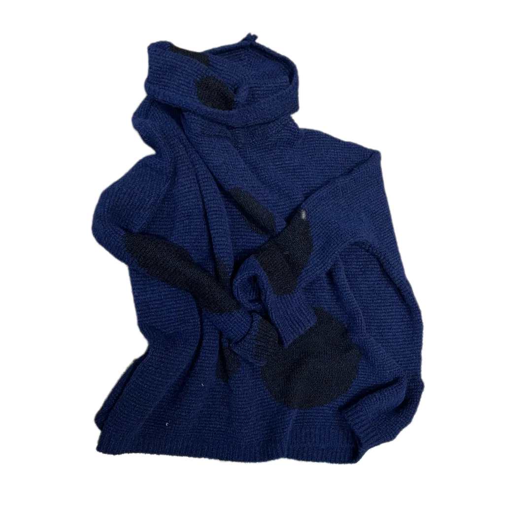 Over size spot sweater (Alpaca) - Navy / Black
