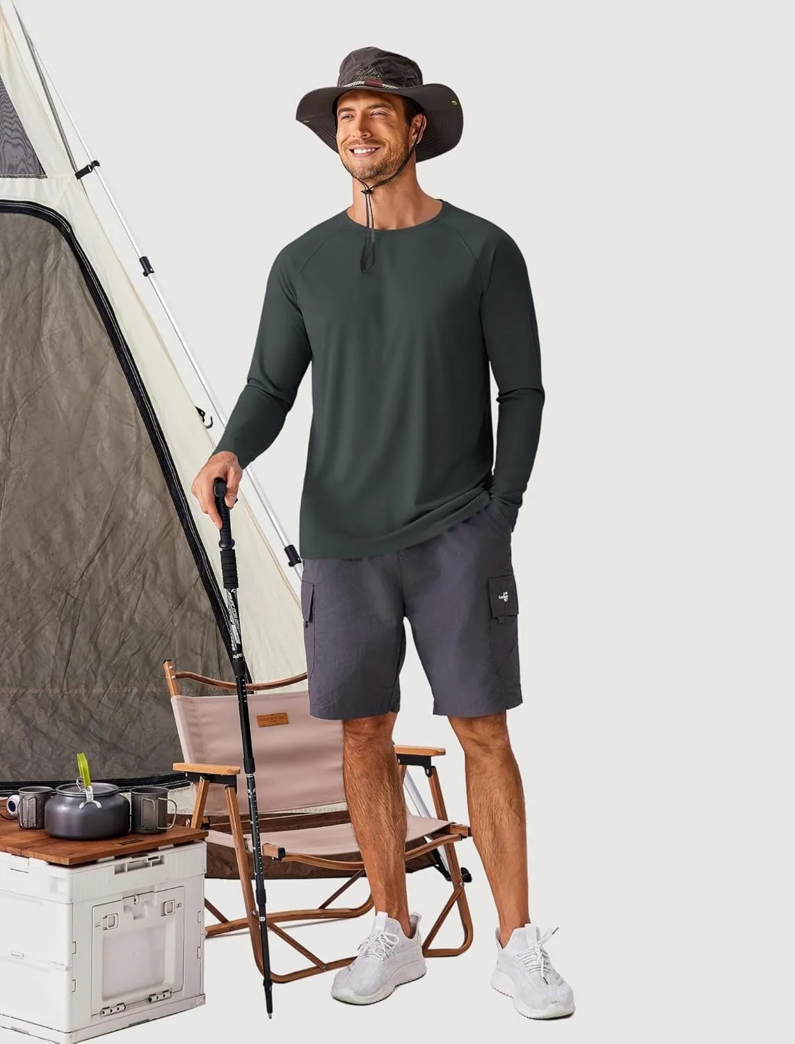PINSPARK Men's Swim Shirt Quick-Dry Long Sleeve Rash Guard for Men UPF 50  Light Pullover Sun Protection UV Fishing Shirts