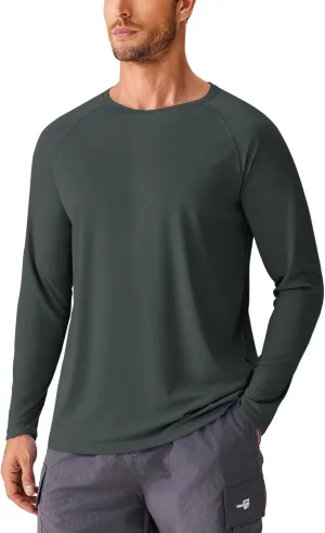 PINSPARK Men's Swim Shirt Quick-Dry Long Sleeve Rash Guard for Men UPF 50  Light Pullover Sun Protection UV Fishing Shirts