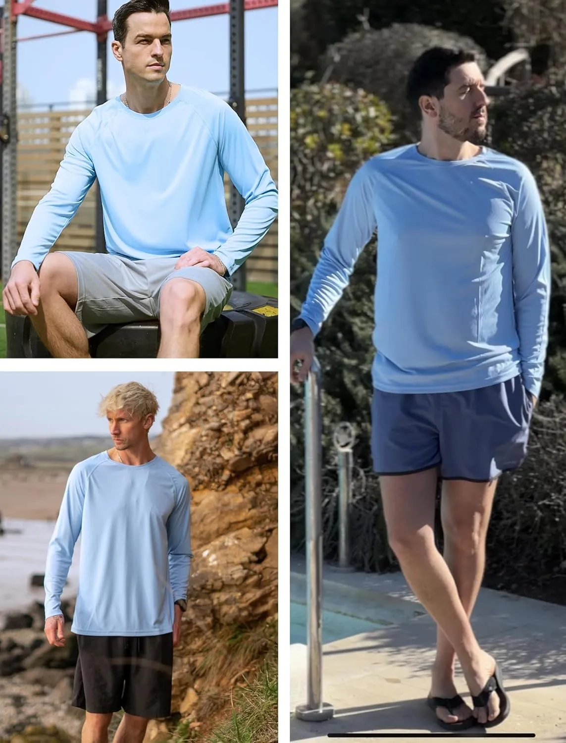 PINSPARK Men's Swim Shirt Quick-Dry Long Sleeve Rash Guard for Men UPF 50  Light Pullover Sun Protection UV Fishing Shirts
