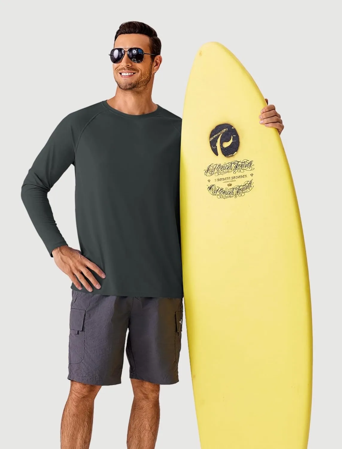 PINSPARK Men's Swim Shirt Quick-Dry Long Sleeve Rash Guard for Men UPF 50  Light Pullover Sun Protection UV Fishing Shirts