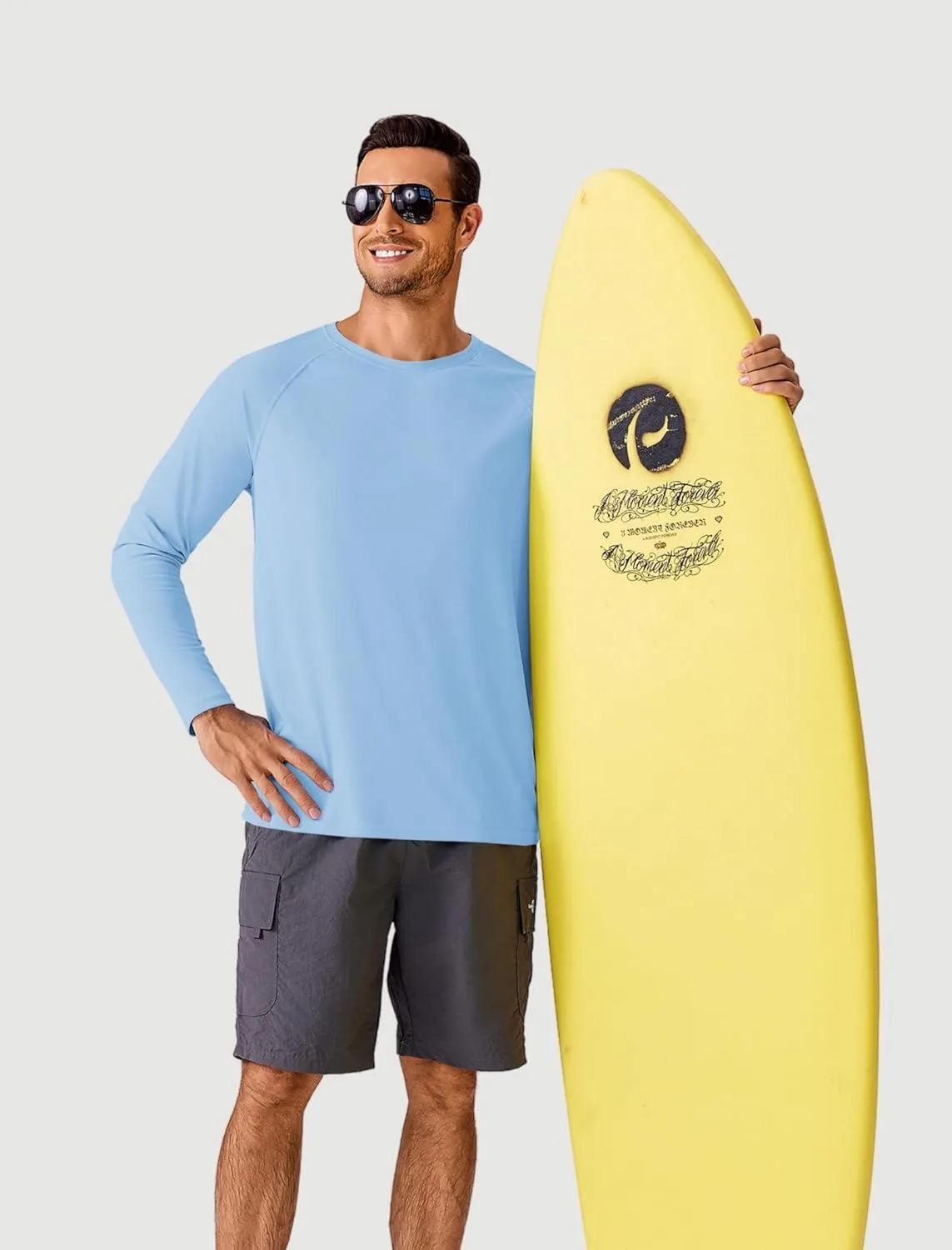 PINSPARK Men's Swim Shirt Quick-Dry Long Sleeve Rash Guard for Men UPF 50  Light Pullover Sun Protection UV Fishing Shirts