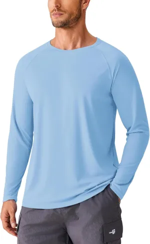PINSPARK Men's Swim Shirt Quick-Dry Long Sleeve Rash Guard for Men UPF 50  Light Pullover Sun Protection UV Fishing Shirts
