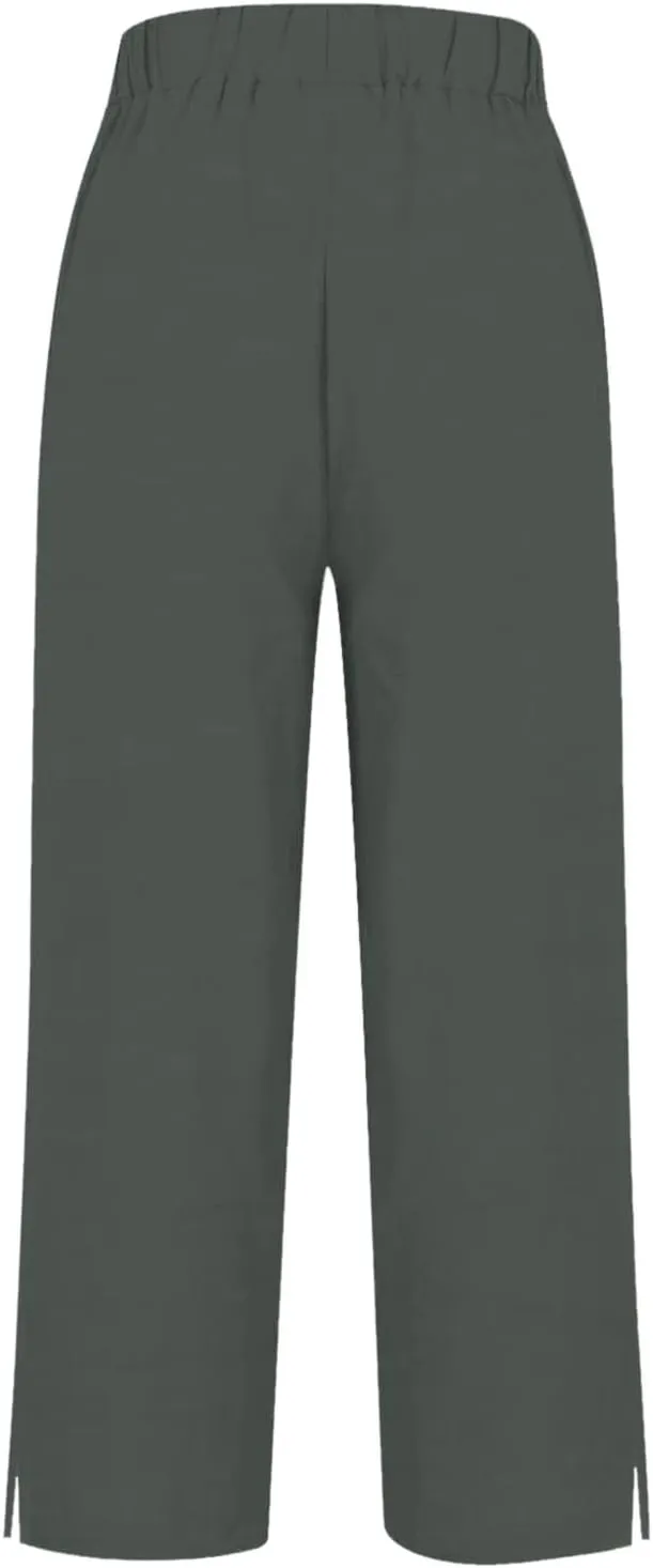 Plus Size Linen Pants for Women High Waisted Drawstring Cropped Capri Pants Casual Summer Work Pants Trousers 2025