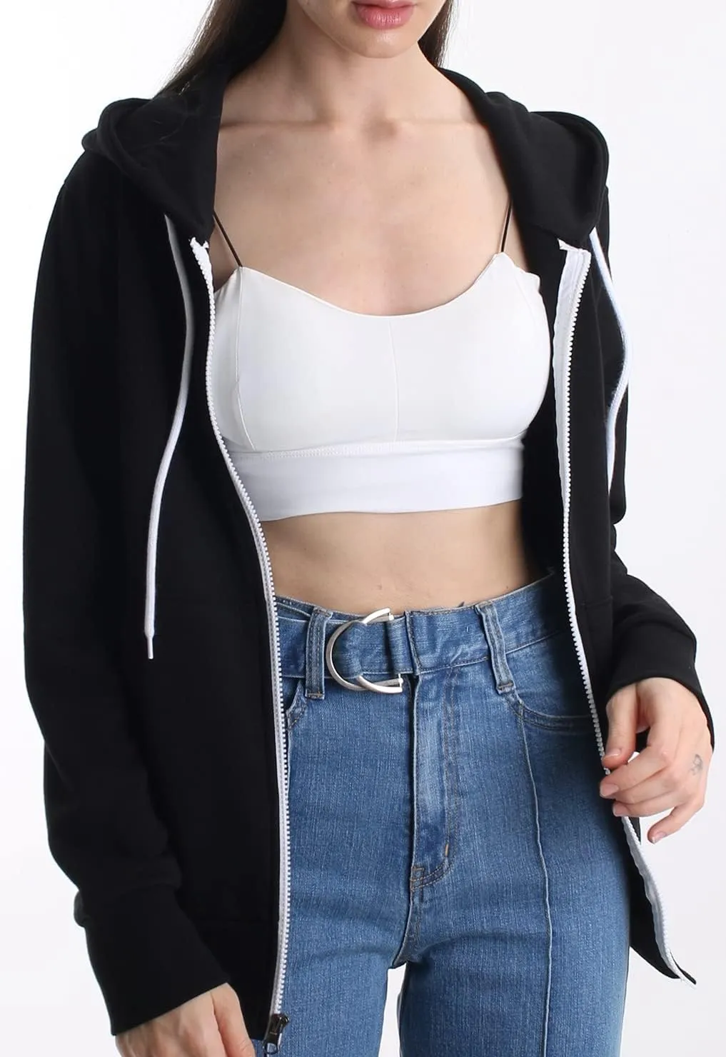 Regular Fit Women's Casual Full-Zip Hoodie Lightweight Long Sleeve Sweatshirt Casual Jacket with Pocket