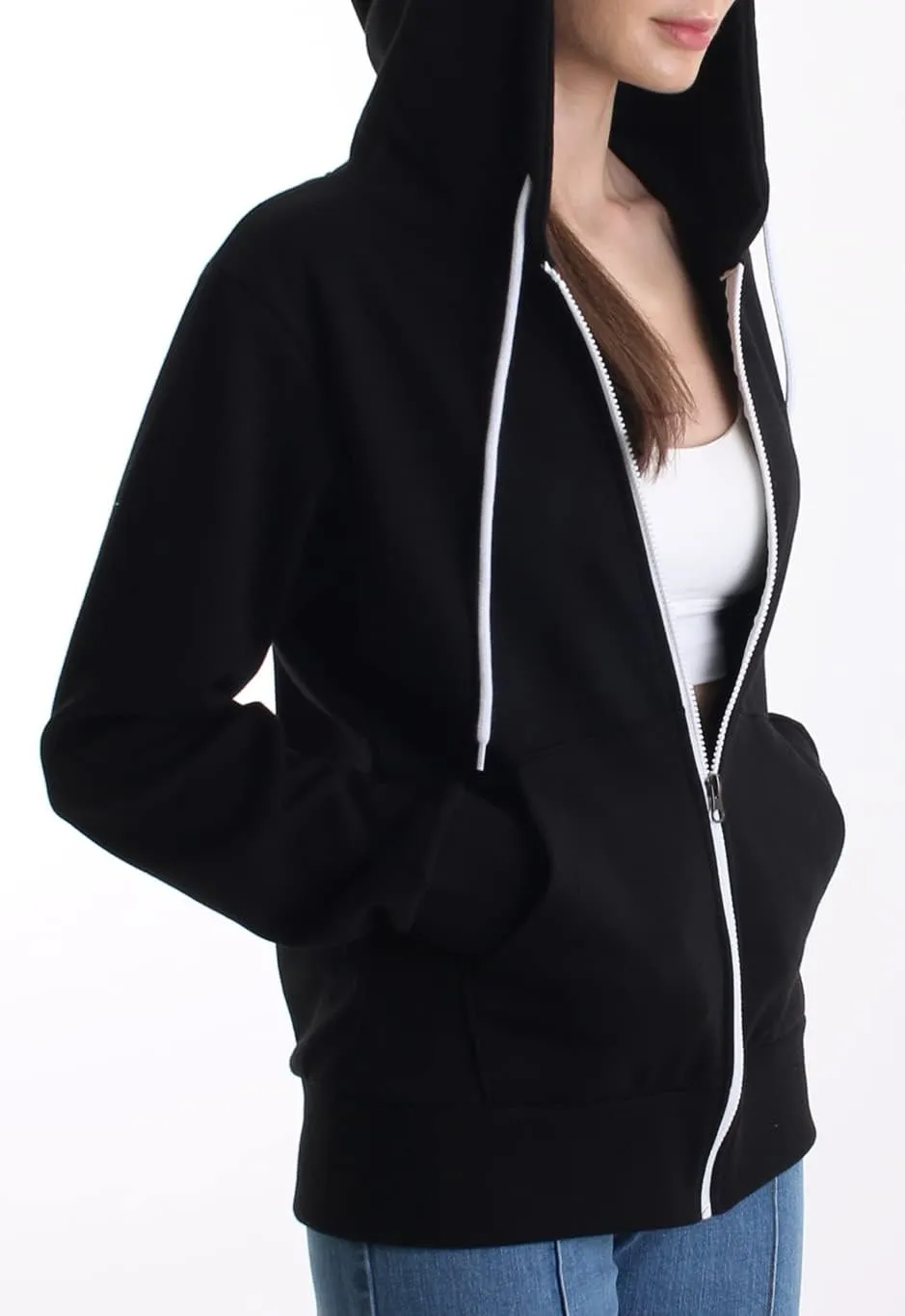 Regular Fit Women's Casual Full-Zip Hoodie Lightweight Long Sleeve Sweatshirt Casual Jacket with Pocket