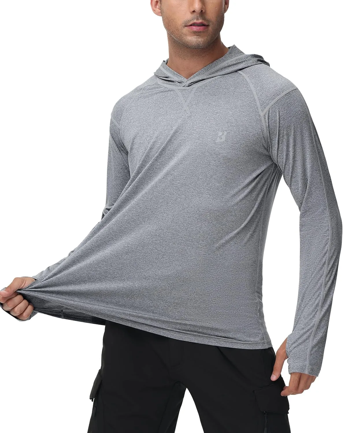 Roadbox Mens Long Sleeve Sun Shirts, 2 Pack UPF 50  UV Protection Hoodie Shirt for Fishing Hiking Running Workout Swim