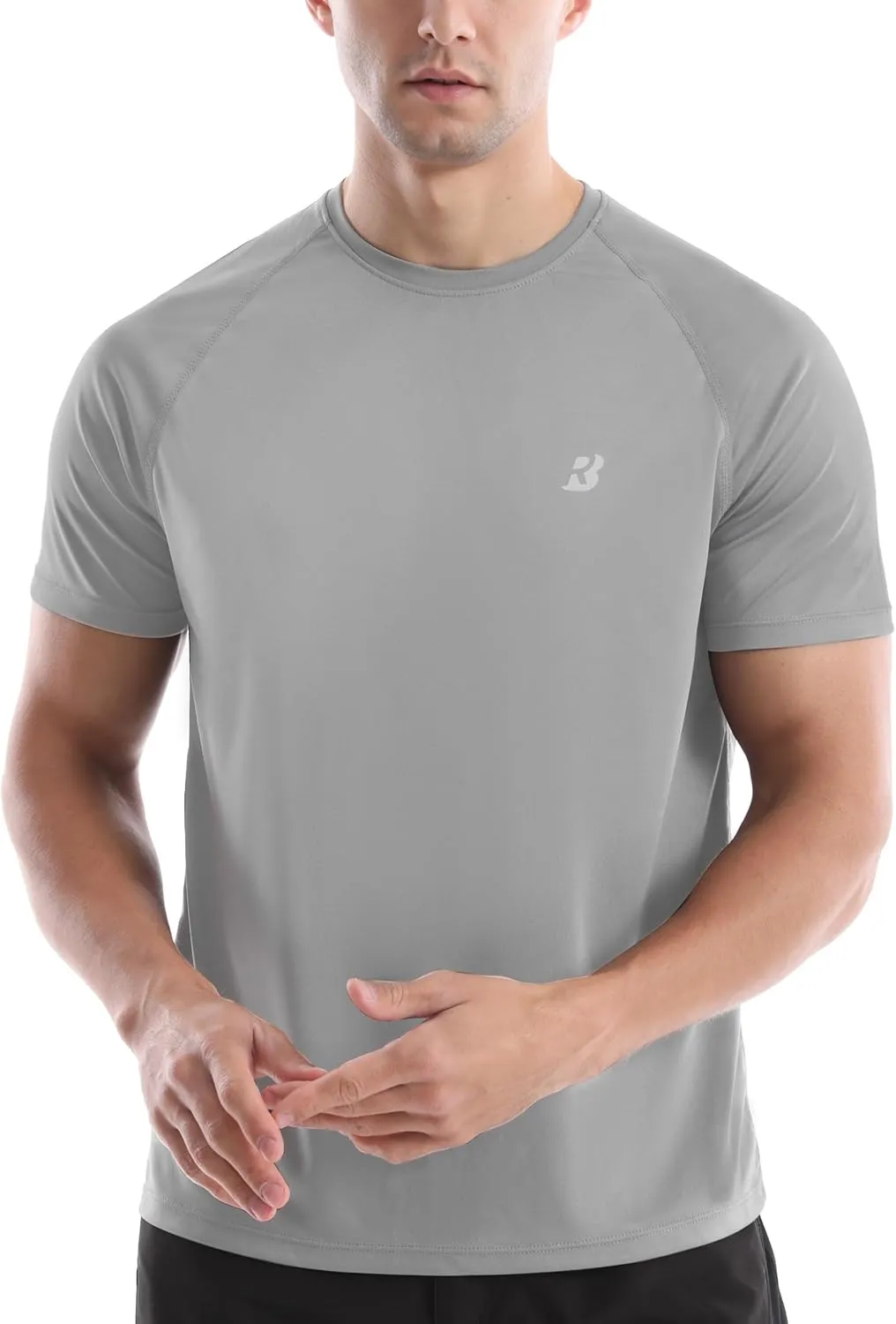 Roadbox Men's Rash Guard Short Sleeve, UPF 50  UV Sun Protection Swim Shirts, Quick Dry Lightweight Water Surf Beach T-Shirt