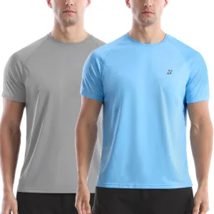 Roadbox Men's Rash Guard Short Sleeve, UPF 50  UV Sun Protection Swim Shirts, Quick Dry Lightweight Water Surf Beach T-Shirt