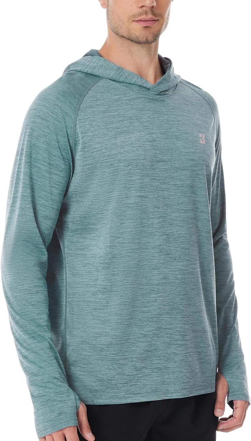 Roadbox UPF 50  Fishing Shirts for Men, Long Sleeve SPF UV Sun Protection Hoodie with Thumb Holes Swim Running Rash Guard