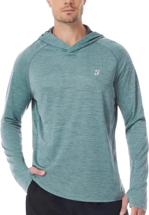 Roadbox UPF 50  Fishing Shirts for Men, Long Sleeve SPF UV Sun Protection Hoodie with Thumb Holes Swim Running Rash Guard