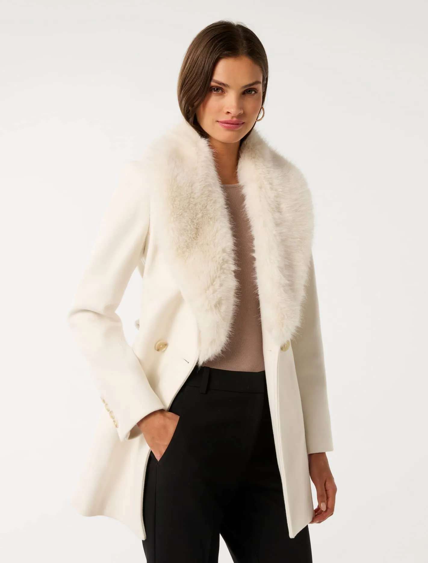 Rocky Fur Collar Wrap Coat