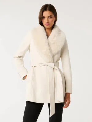 Rocky Fur Collar Wrap Coat