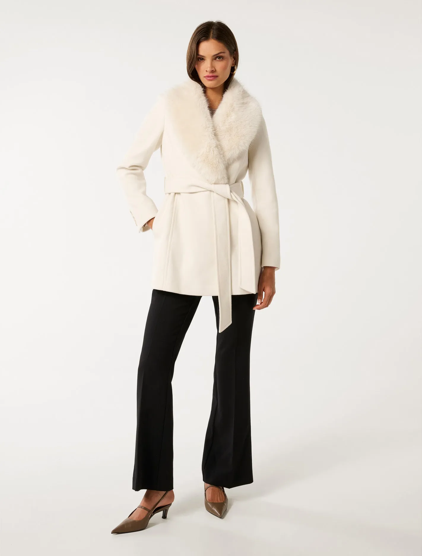 Rocky Fur Collar Wrap Coat
