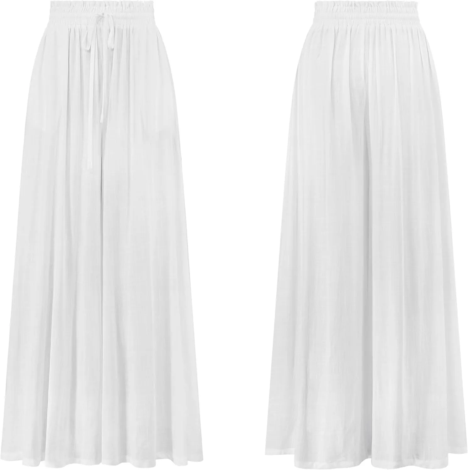 R.Vivimos Women's Wide Leg Lounge Pants Elastic High Waisted Drawstring Tie Casual Flowy Palazzo Pants Trousers with Pockets